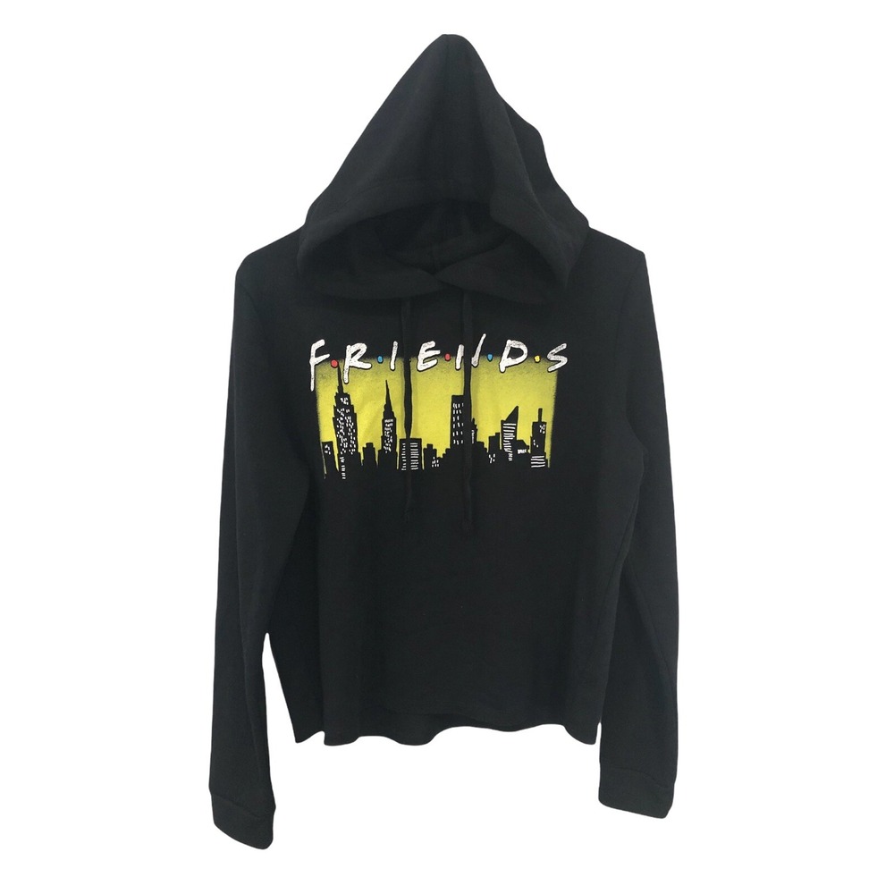 Friends/TV Women's Long Sleeve Crop Hoodie Black Graphic Jerry‎ Leigh Size L
